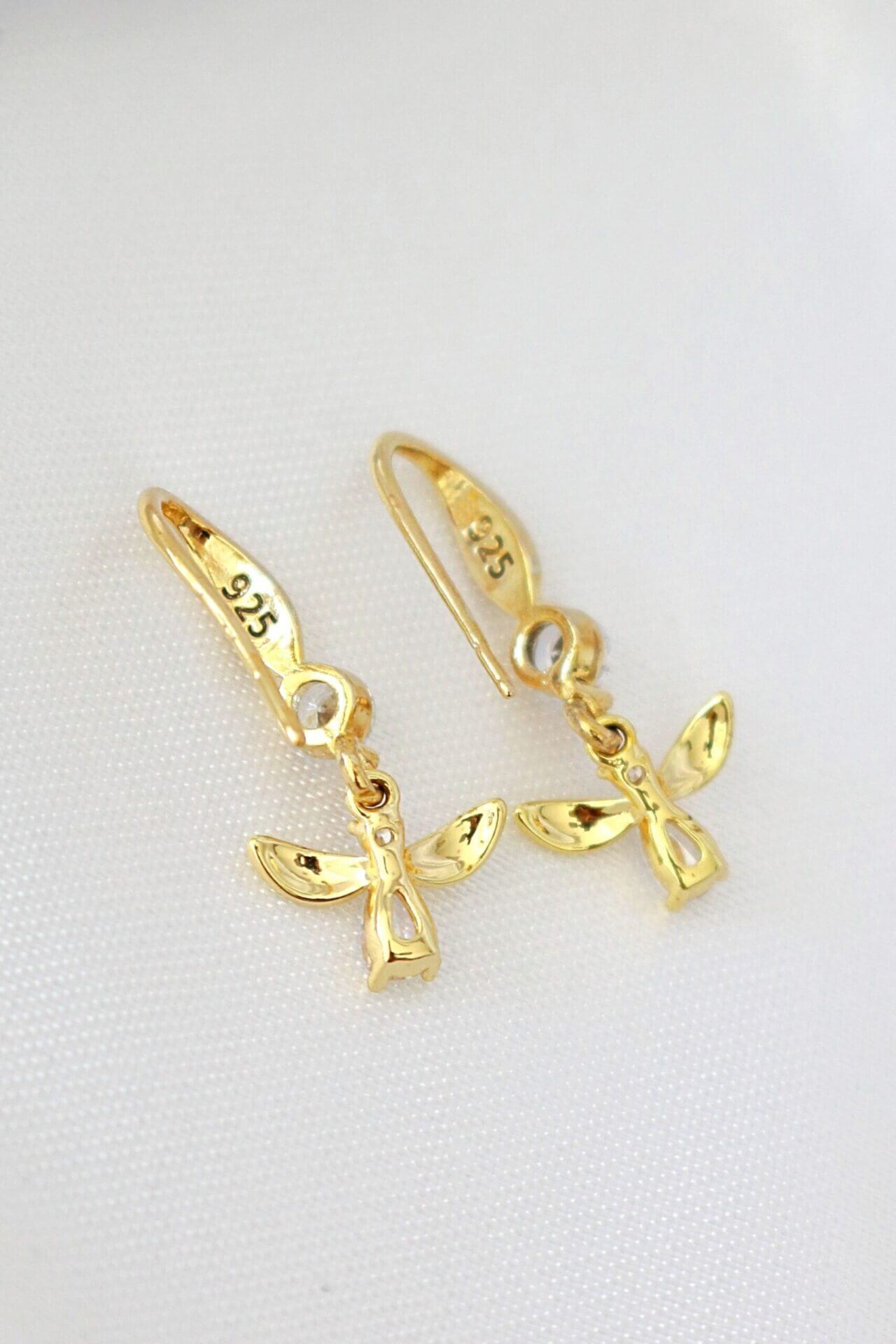 18 Karat Bee Hook Earrings