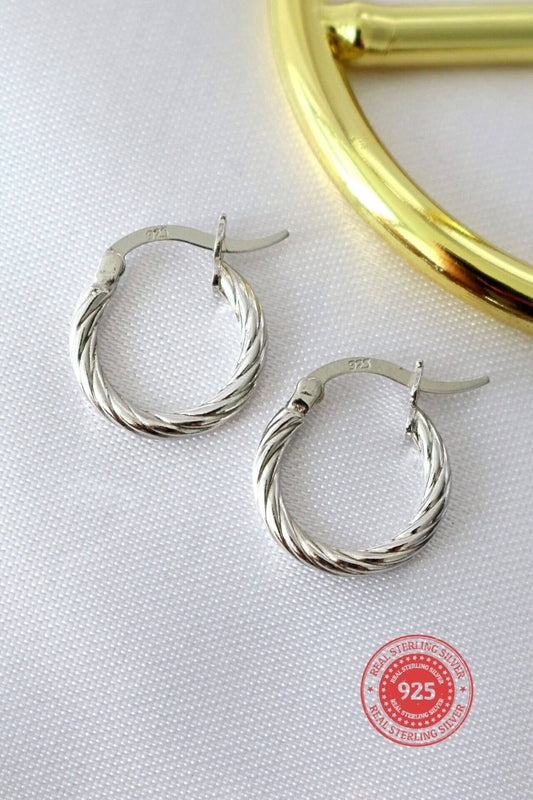 Twisted Rope 925 Silver Hoops